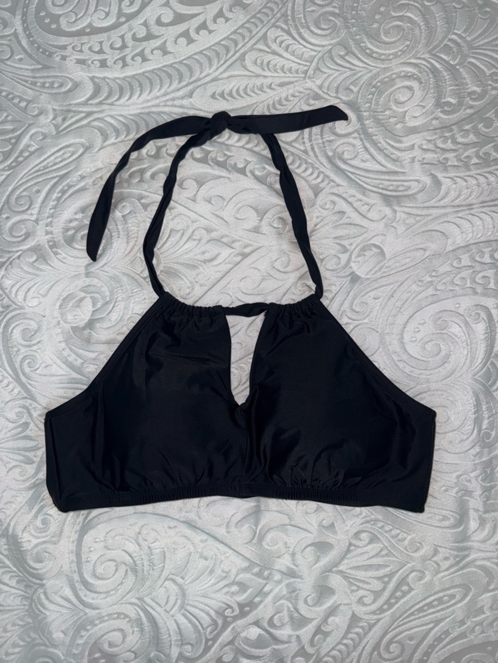 Time and Tru Black Swim Top with Halter Tie